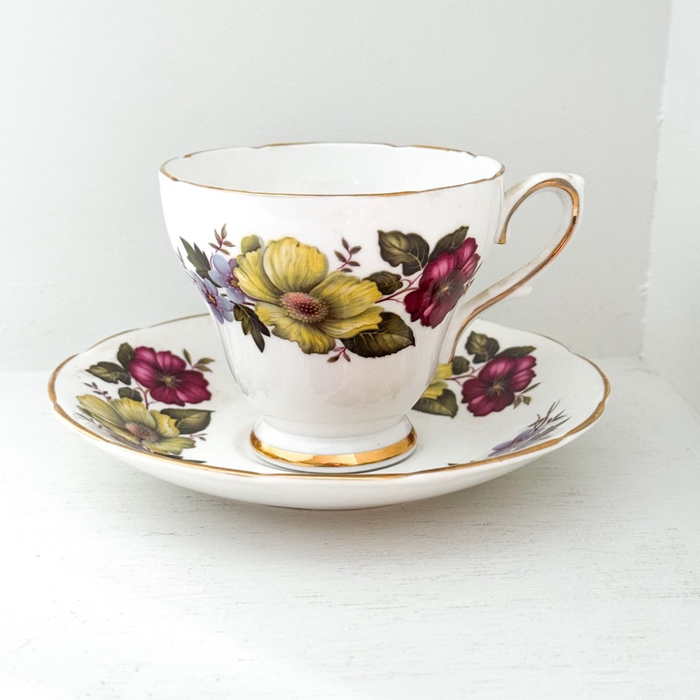 Vintage Royal Sutherland Fine Bone China “Staffordshire” Teacup & Saucer